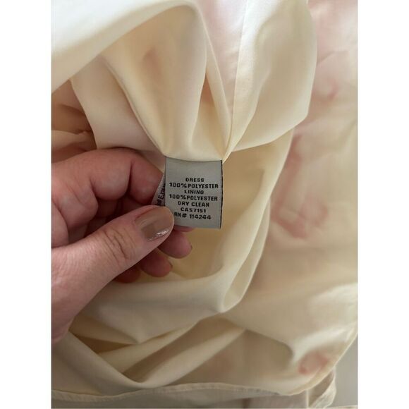 Eliza J Orange White Print Short Sleeve Dress Size 6 Pockets - Picture 3 of 9